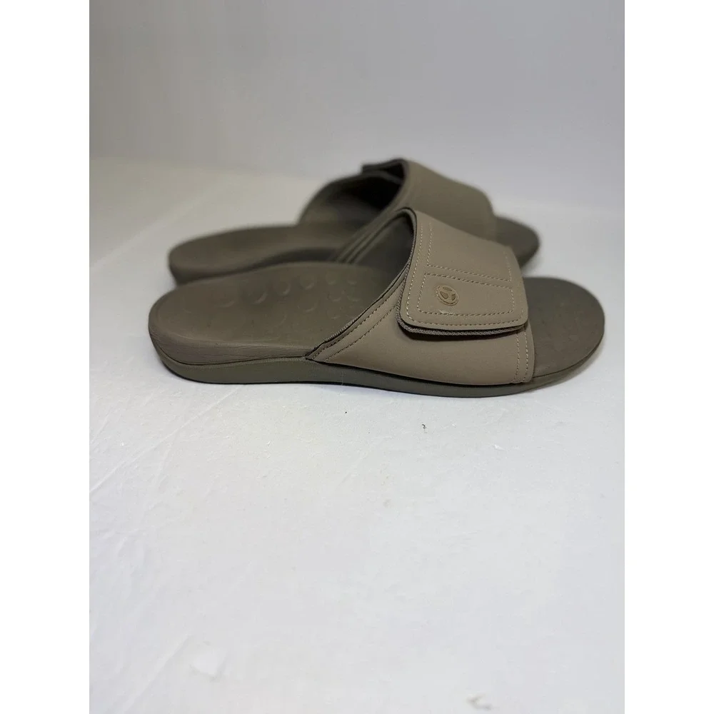 Vionic Kiwi -Men's Motion Control Orthotic Slide Sandal Camel Khaki Sz 10
